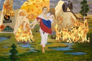 Политологи: Дикарские танцы вокруг западных продуктов — свидетельство огромных комплексов россиян (карикатуры, фото, мемы)