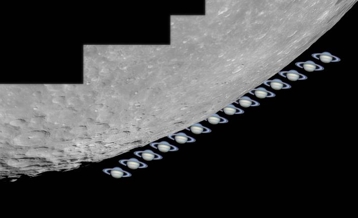 "Касательное" покрытие Сатурна Луной. Copyright: Pete Lawrence