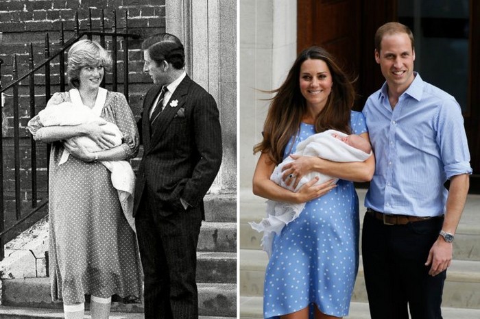 Принцесса Диана с принцем Чарльзом и Кейт Миддлтон с принцем Уильямом