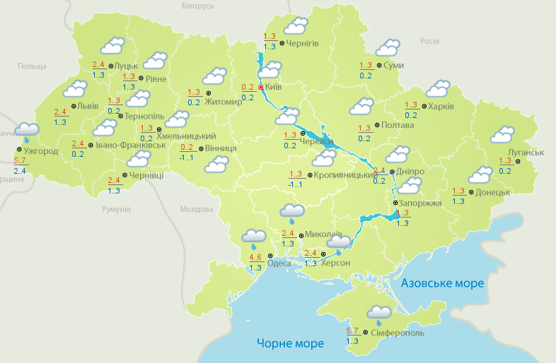 Погода на 13 декабря в Украине 