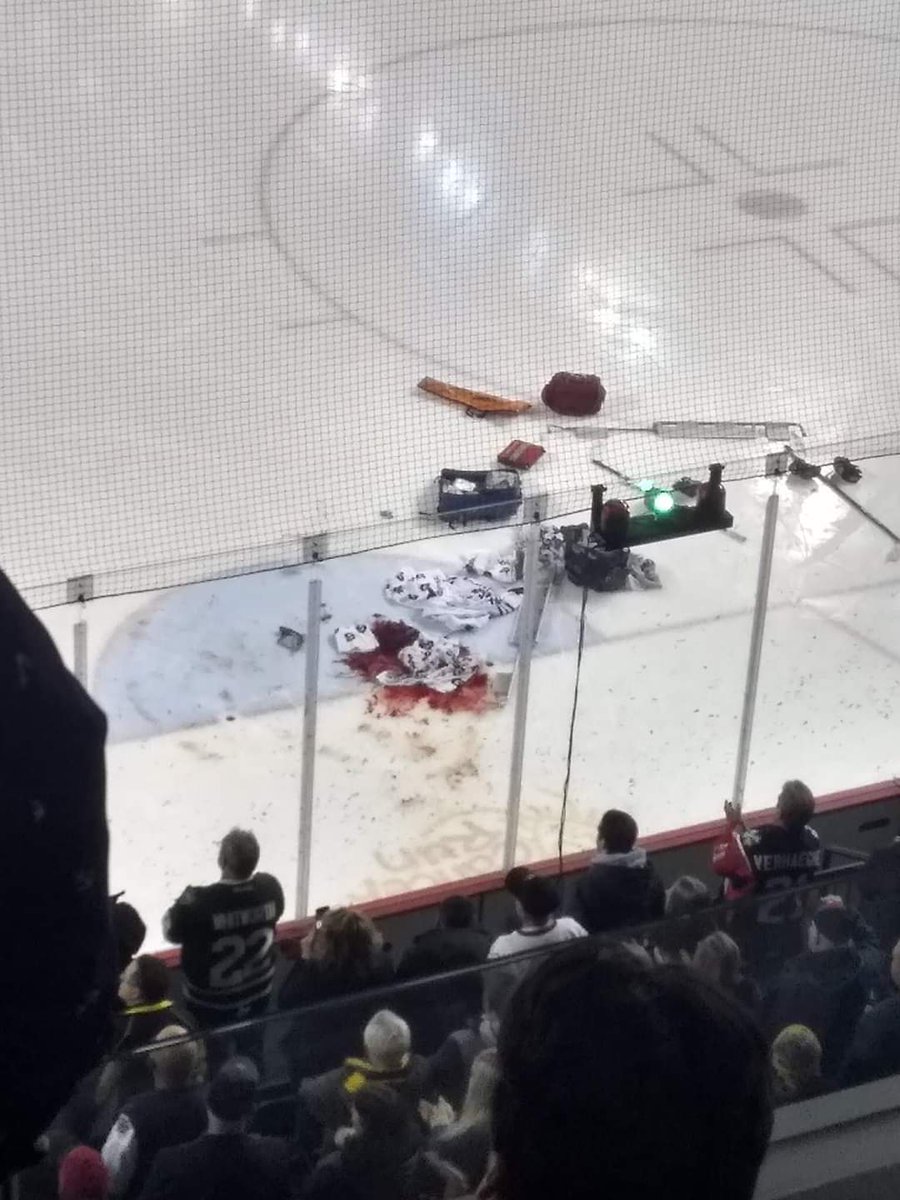 Травма на хоккейном матче 