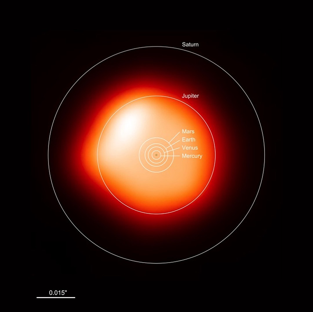 Распределение яркости по диску Бетельгейзе (Credit: The Atacama Large Millimeter/submillimeter Array) 