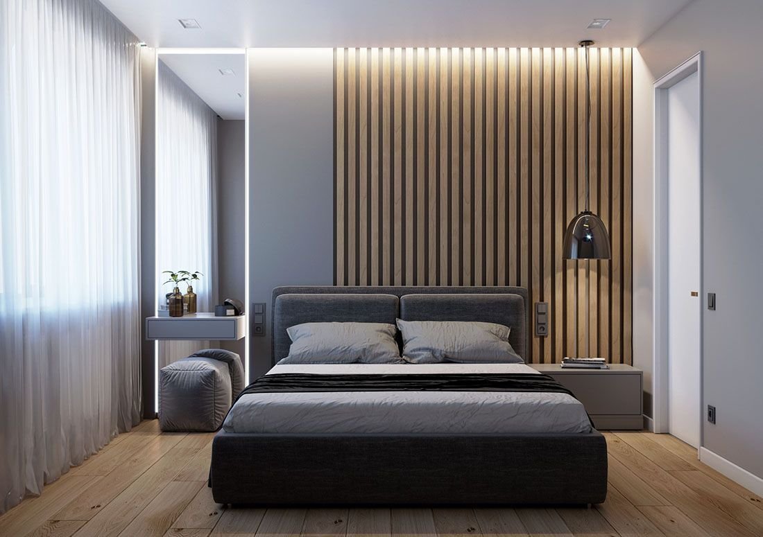 МДФ рейки на стіну спальні