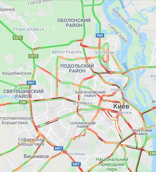 Фото: скриншот пробок на правом берегу