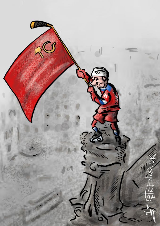 Хоккейный «триумф» Путина изобразили яркой карикатурой (фото)
