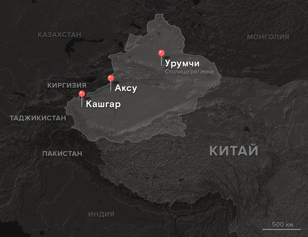 Карта Синьцзяна и приграничных территорий