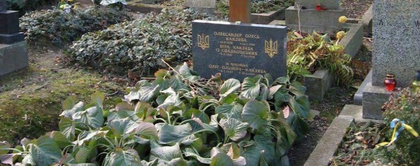 Могила Александра Олеся и его жены в Чехии до эксгумации останков
