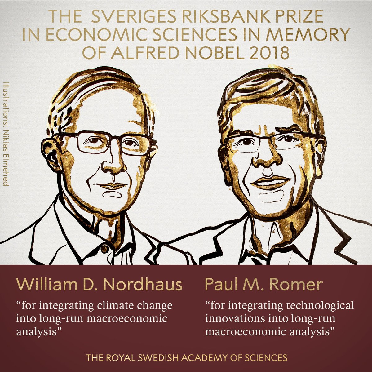 Нобелевские лауреаты по экономике Уильям Нордхаус и Пол Ромер