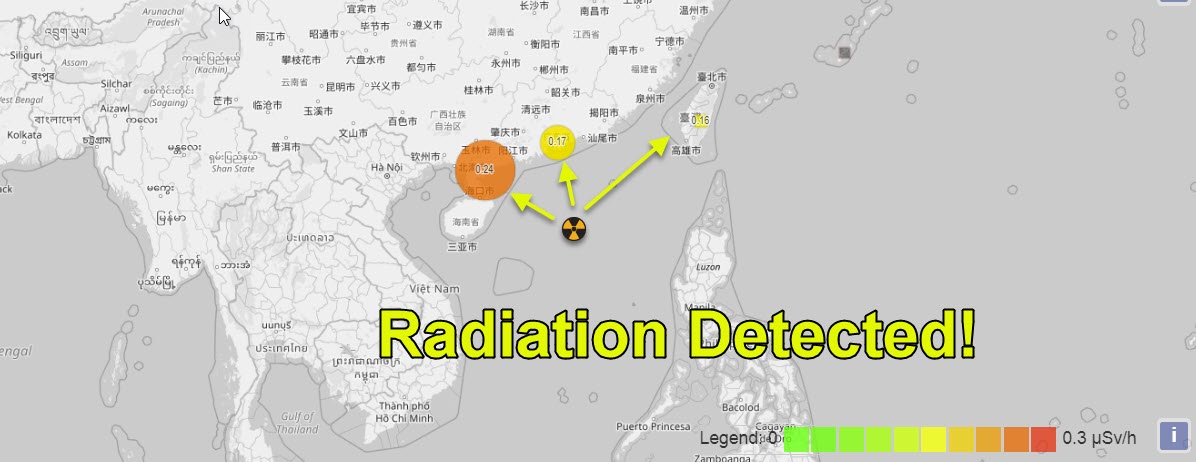 На острове Тайвань, во Вьетнаме и в Китае был зафиксирован всплеск уровня радиации