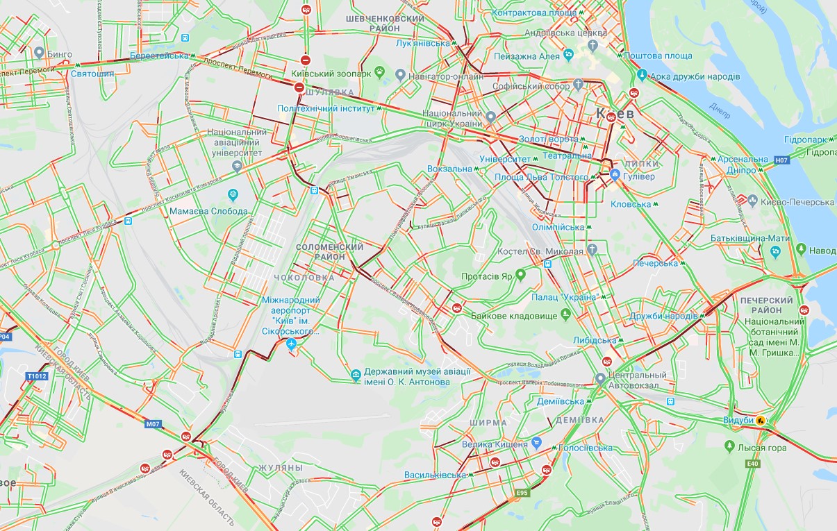Пробки на правом берегу Киева 4 ноября