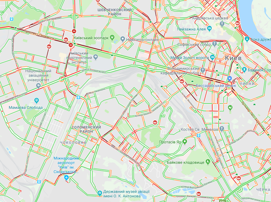 Фото: скриншот пробок на правом берегу