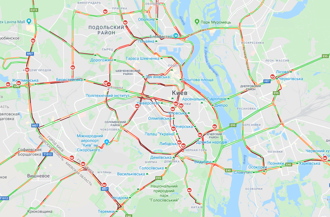 Пробки в Киеве вечером 29 ноября 