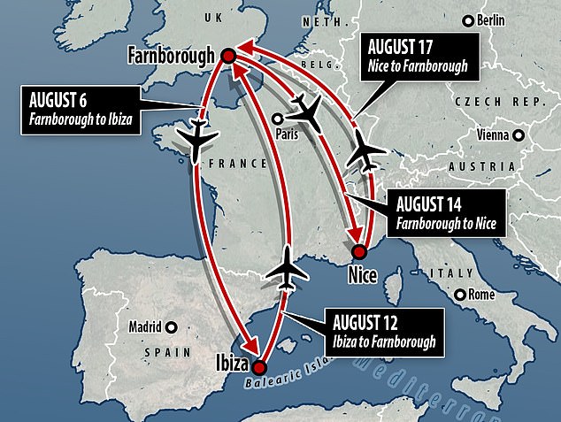 Схема перелетов Меган Маркл и принца Гарри в августе