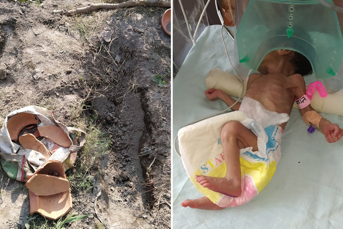На индийском кладбище откопали живого младенца
