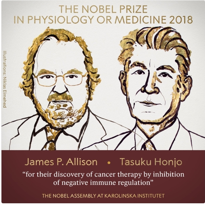 Нобелевские лауреаты по медицине и физиологии Джеймс П. Аллисон и Тасуку Хонджо \Twitter