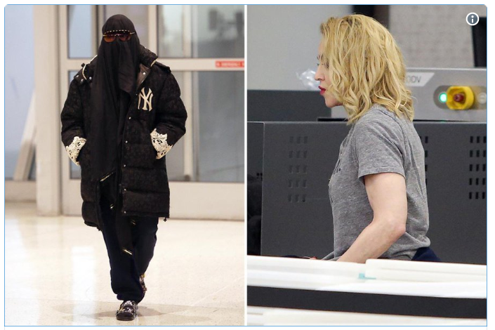 Мадонна появилась в аэропорту в паранже
