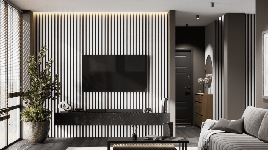 МДФ рейки на стіну вітальні