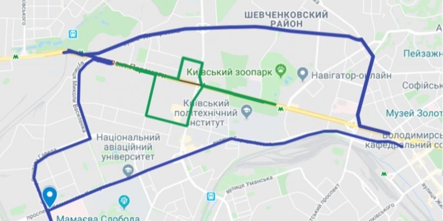 Прилагается также схема объезда перекрытого участка проспекта