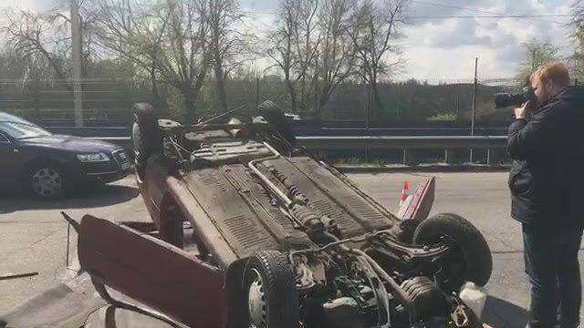 В Киеве произошло серьезное ДТП с переворотом