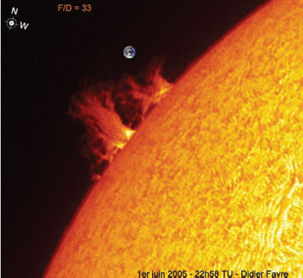 Протуберанец и Земля