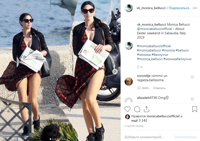 У Моники Беллуччи из-за ветра взлетело платье