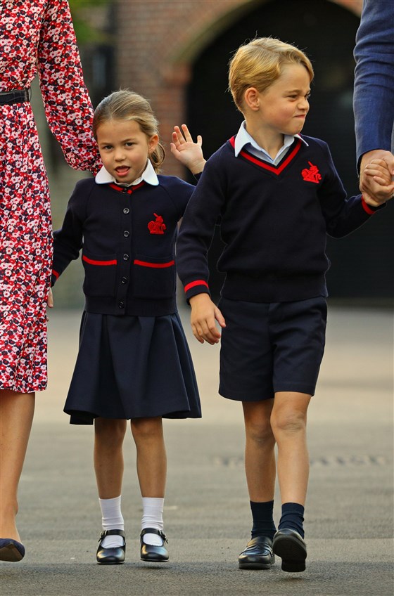 Кейт Миддлтон и принц Уильям отводят детей в школу, 2019 год