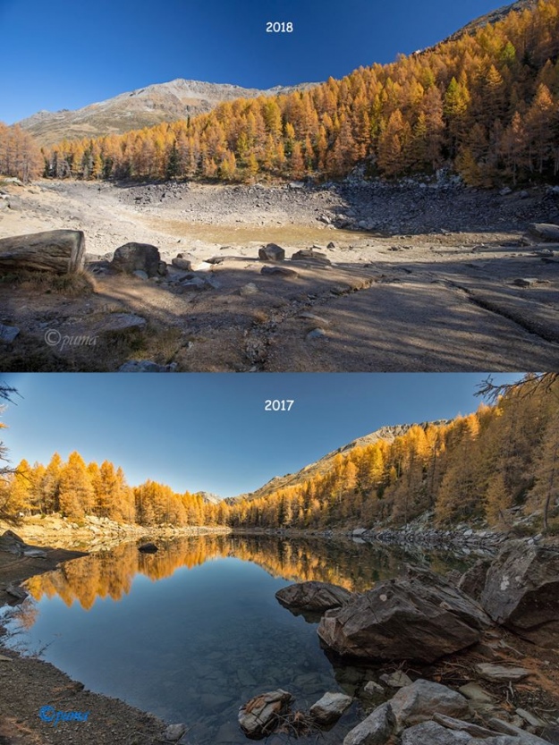 В Италии опять исчезло Голубое озеро