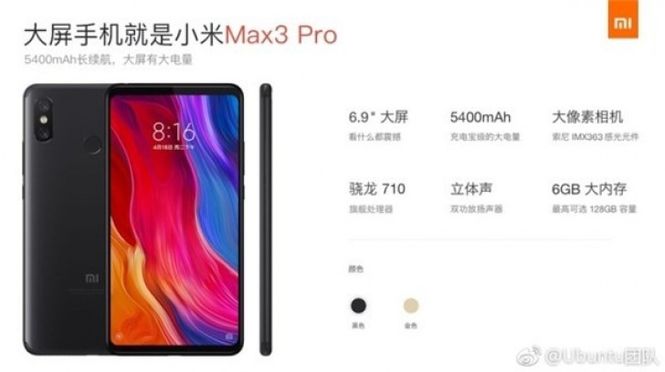 Характеристики Xiaomi Mi Max 3 Pro