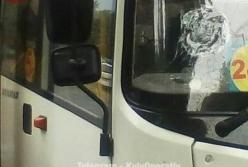 В Киеве неадекватный мужчина атаковал маршрутку (фото)