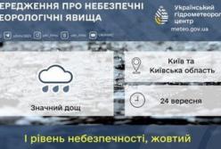 Київщину та Київ накриють значні дощі та грози 24 вересня