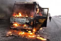 На трассе Днепр-Кривой Рог автобус с пассажирами загорелся на ходу (фото)