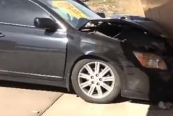 Под Киевом девушка врезалась в остановку (видео)