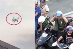 Голос с неба: нарушитель не надел шлем и получил предупреждение от дрона (видео)
