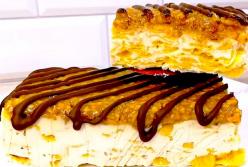 Чудо-торт без выпечки "Карамельный": слоеный с хрустящим арахисом (видео)