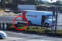 Пьяный водитель выпал из грузовика во время движения (видео)