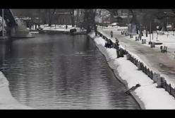 Днепрянин бросился в холодную воду, чтобы спасти пса (видео)