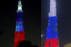 "Слабоуміє і отвага": хмарочос у Дубаї та найвищий мінарет в Індії засяяли російським триколором (відео) 