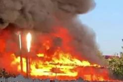 Под Киевом на СТО произошел пожар со взрывом (видео)
