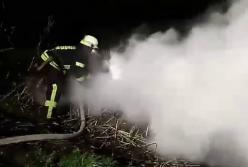 На Днепропетровщине в сгоревшем авто обнаружили труп (видео)