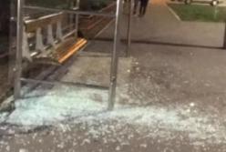 В Киеве велосипедист разбил стеклянную остановку (видео)