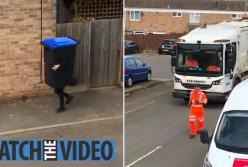 Убегающий мусорный бак развеселил сеть (видео)