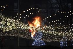 В Киеве во время открытия главной елки загорелась гирлянда (видео)