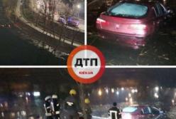 В Киеве на Русановке авто упало в канал (видео)