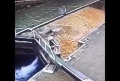 Мужчина засмотрелся на экран смартфона и упал в канал (видео)