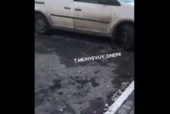 В Днепре облили кислотой автомобили (видео)