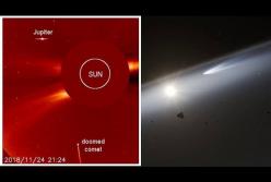Столкновение кометы с Солнцем: видео уникального астрономического явления