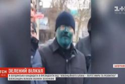 Александра Вилкула облили зеленкой в Бердянске (видео)