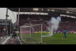 Болельщики оглушили вратаря петардой (видео)