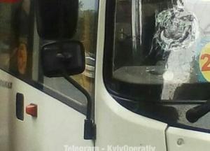 В Киеве неадекватный мужчина атаковал маршрутку (фото)