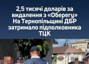 На Тернопільщині затримали підполковника ТЦК за видалення даних із системи «Оберіг»